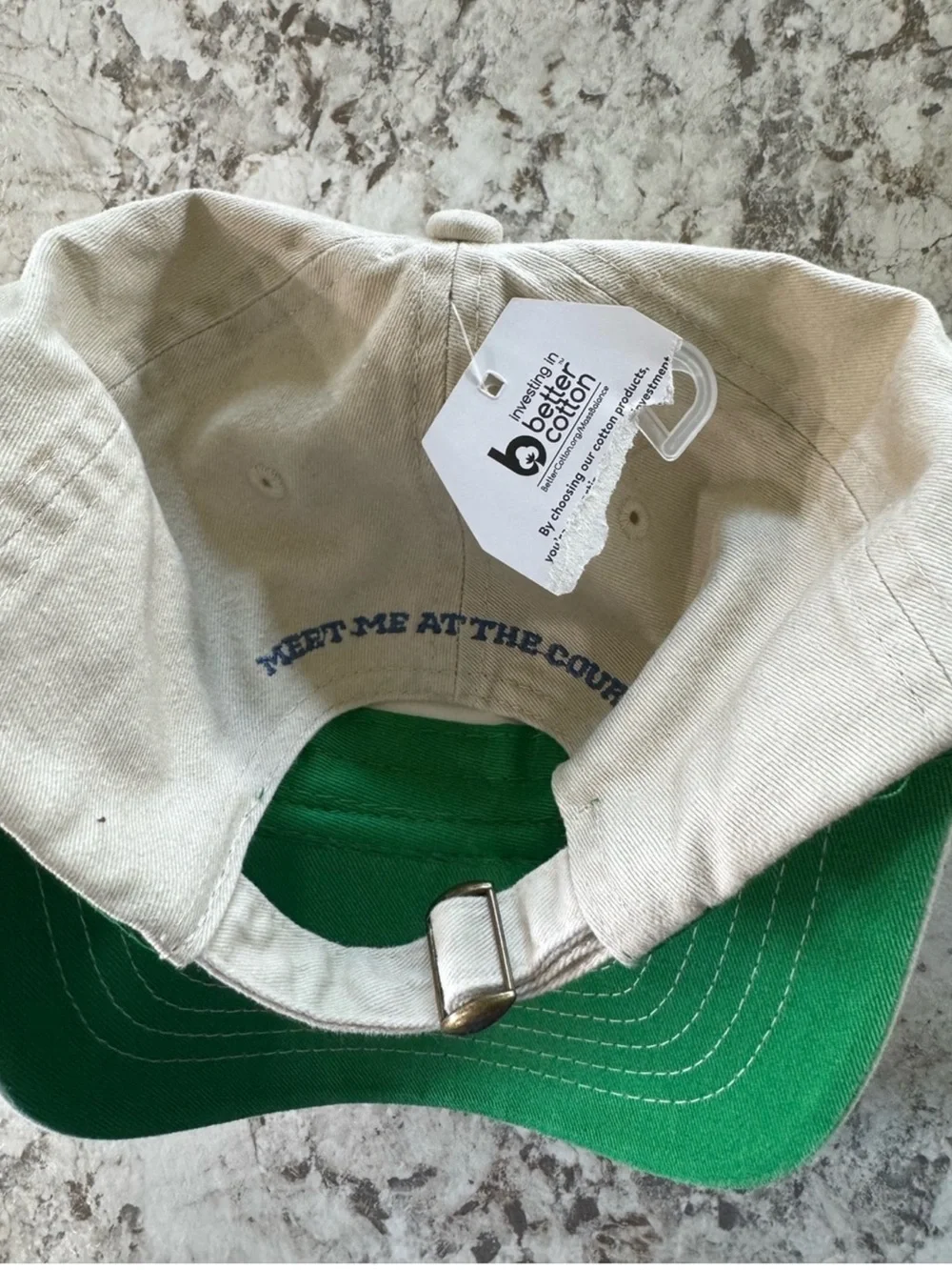 Pickleball Varsity Embroidered Baseball Cap Almond Blue Green 100% Cotton